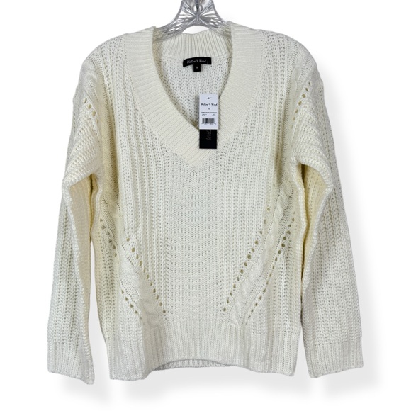 Willow & Wind Sweaters - Willow and Wind Knit Sweater Womens M Medium Ivory Long Sleeve V Neck NWT